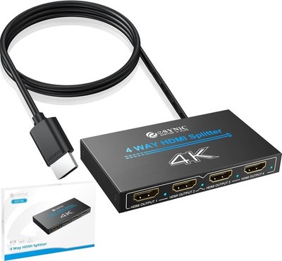 HDMI Splitter 4K @30Hz 3D HD  1 in 4 Out Gleichzeitig, Switch PS4, Xbox, Blu ray