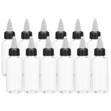 12 Pack Squeeze Bottles 2oz 60ml Clear Plastic Dispensing with Twist Cap Lid