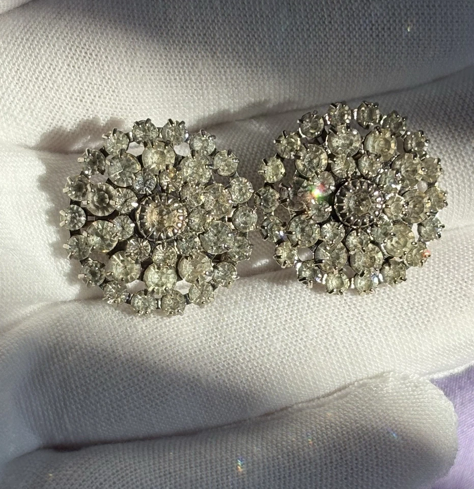 Vintage Clear Rhinestone Shoe Clips BEAUTIFUL Tiered Dome Prong Set PAT PENDING - Image 2 of 4