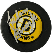 John Bucyk Autographed Boston Bruins Hockey Puck HOF
