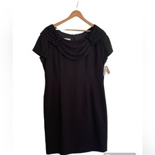 Vintage Talbots Knee Length Black Dress with Bow Detail Size 18