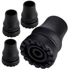 4-Pack Rubber Cane Tips 3/4 Inch Heavy Duty Walking Cane Tips, Black Sturdy R...