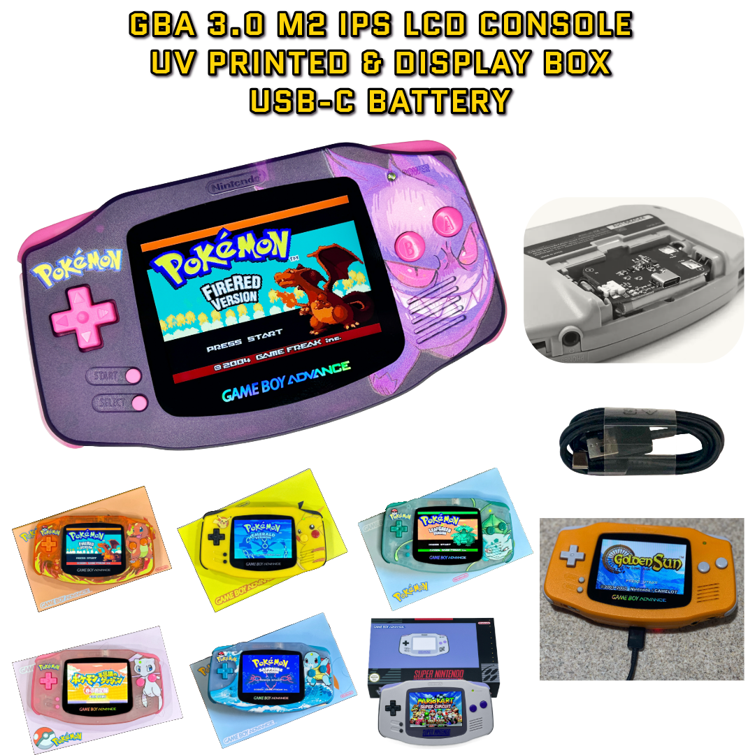 Nintendo Game Boy Advance GBA 3.0 M2 IPS Backlit Pokemon System UV