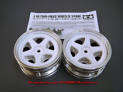 Vintage Tamiya WHITE 5-SPOKE 2pc Wheels TA02 TA03 TA01 Porsche