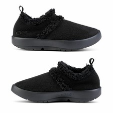 OOfos Women's OOcoozie Low Shoes Mule Recovery Sherpa Fleece Comfort Slip On