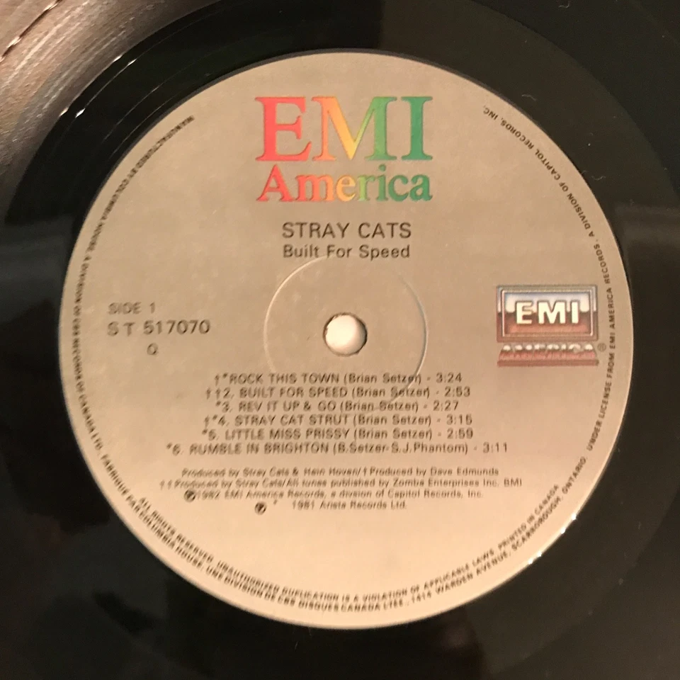 Stray Cats Built For Speed Vinyl LP EMI 1982 Rockabilly Brian Setzer Best Of - Image 4 of 4