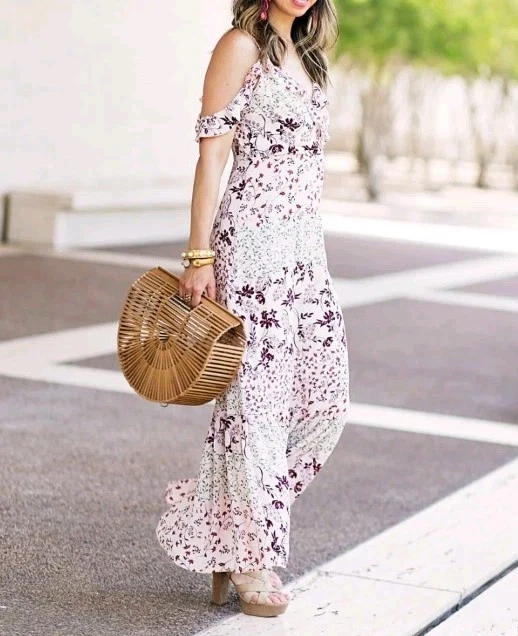 Xhilaration Y2K Babydoll Maxi Dress Woman XXL Floral Tiered Boho Fairy Feminine - Image 2 of 4