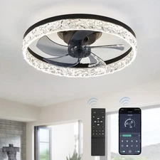 20" Modern Ceiling Fans with Lights and Remote Dimmable Low Profile Ceiling F...