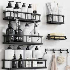YASONIC Shower Caddy Adhesive, Rustproof Organizer with Soap XL, Black