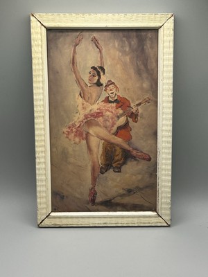Framed Famed Hungarian Artist PáL FRIED Print BALLERINA & Musical Clown MCM