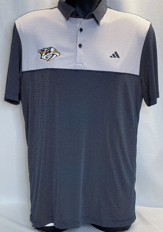 Adidas Core Colorblock Men Hockey Polo Shirt Large Blue/gray Nashville Predators