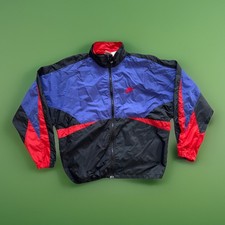 Vtg 80s/90s Nike Jacket XL Colorblock Black Grape Red Windbreaker Zip Pockets