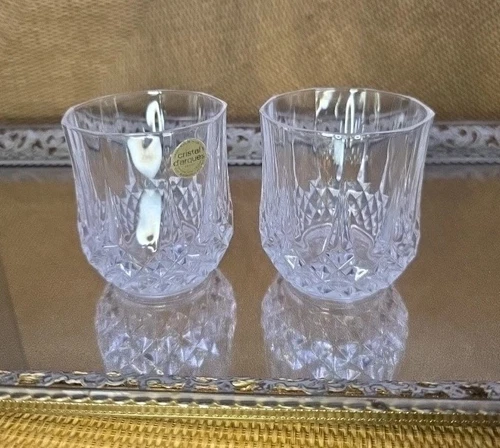 Set Of 2 Cristal D'Arques  Longchamp Mixer High Ball Glasses Vtg Lead Crystal 