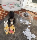New Upcycled Glass Cloche On Pedestal Base W/ Easter Decor — photo 8