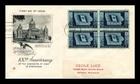 DR JIM STAMPS US COVER IOWA STATEHOOD CENTENNIAL FDC SCOTT 942 BLOCK OF 4
