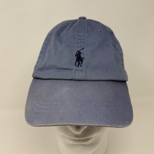Distressed Polo Ralph Lauren Blue Cotton Chino Baseball Cap Adjustable Hat Pony