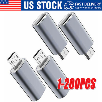 200x Type C Female to Micro USB Male Port Converter Charge Data Sync Adapter Lot
