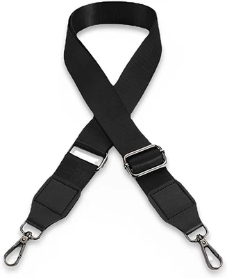 Schultergurt mit Karabiner -Taschengurt schwarz - Längenverstellbar 75-145 cm -