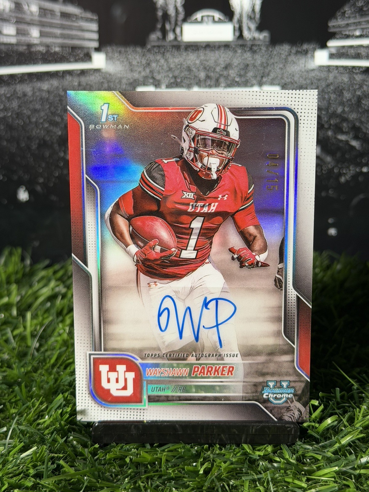 2025 Bowman U Chrome Prospect Wayshawn Parker White Auto /15 Utah Utes