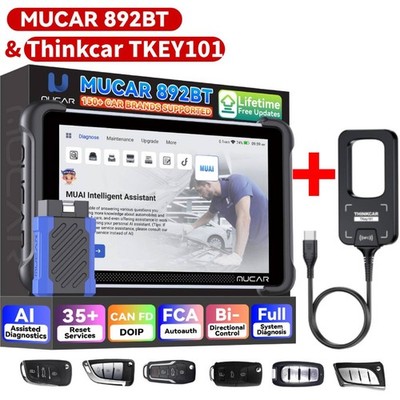 MUCAR 892BT & Key Programmer Tkey 101 Bidirectional Scan Tool Set 35+Resets Free