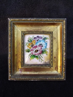 Ancien petit tableau émaux d'art de Limoges signé Sillonnet - Photo 1/4