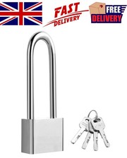 Stainless Steel 70mm Long Shackle Padlocks with Keys Outdoor Shed Weatherproof