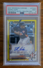 PEDRO LEON 2021 Bowman Chrome Prospect Auto-Yellow Refractor /75 PSA 9 🔥🔥🔥