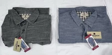 Lot of 2 Woolrich Shirts Mens M Charcoal & Denim Short Sleeve Button Up NEW