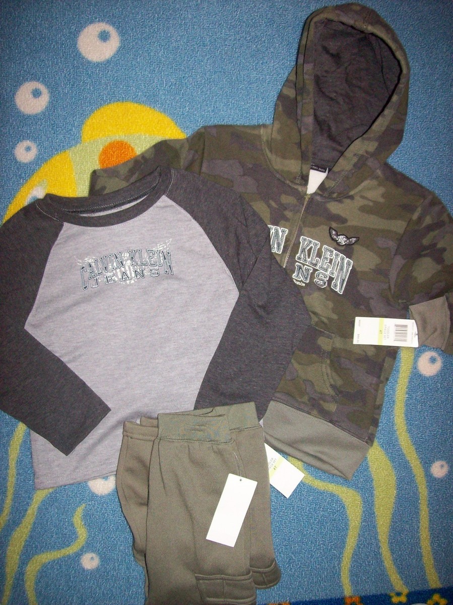 Calvin Klein Outfit Jacket Pants Shirt Boys 4Toddler 3pc Set Green