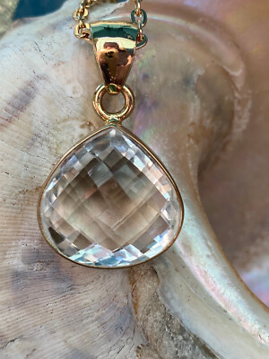 Charles Albert Faceted Quartz Crystal & Alchemia Gold Teardrop Pendant Necklace