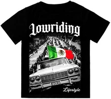 Lowriding Lifestyle Mexico Flag T-Shirt Print On Shaka Wear Heavyweight Tee
