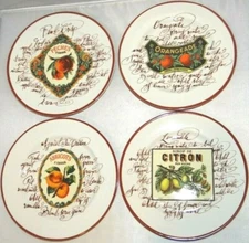 Williams Sonoma Rosanna HARVEST MARKET Fruit Salad Snack Plates Set of 4 