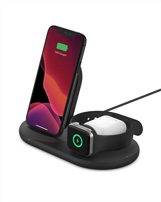 Belkin 3-in-1 Wireless Charger For iphone + Apple Watch + AirPods Black