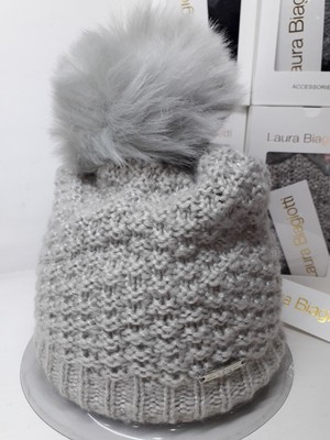 Cappello donna LAURA BIAGIOTTI 100% acrilico con pom pon in pelliccia | eBay