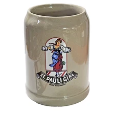 St Pauli Girl Glossy Stoneware Beer Mug 5 1/8" Tall .5 Liter Germany