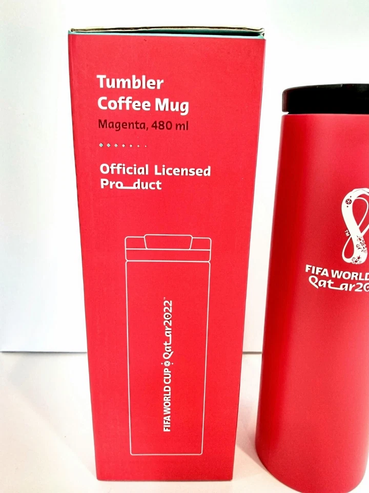 Taza de café vaso FIFA Qatar 2022 roja 480 ml con licencia oficial Foto 2 de 4