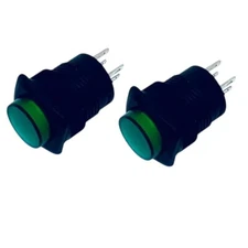 E-Switch RP3508 Series Round Illuminated Pushbutton Switch SPST Green, 2 Pcs