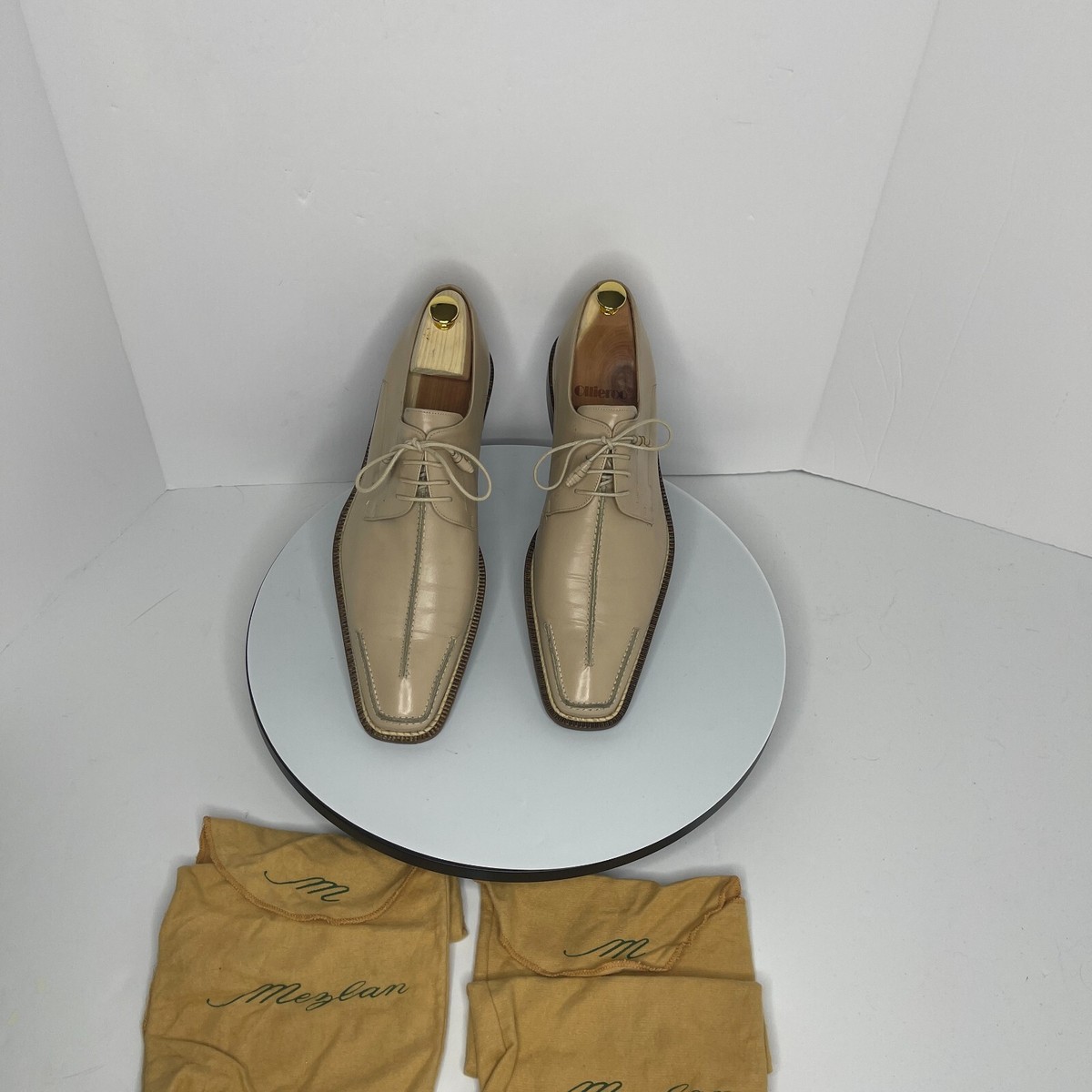 Mezlan Mens Beige Derby Shoes Size US 12 UK 11 Lace Up Made