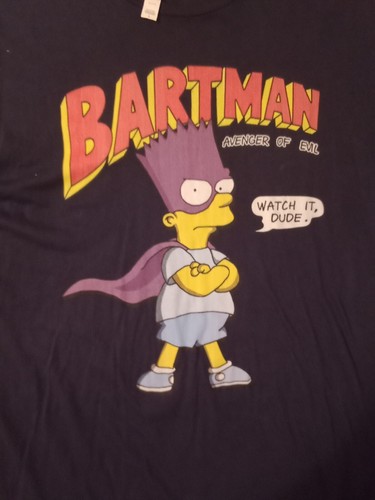 Canvas Bartman Retro 90’s Men Large Black T-Shirt - Picture 2 of 6