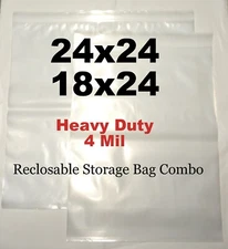 10 EXTRA LARGE Reclosable Bag Combo 18x24 & 24x24 HEAVY DUTY 4 MIL Storage Bags