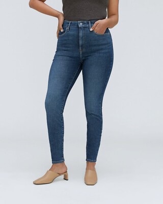 Everlane The Curvy Way-High Skinny Jean Blue Denim Organic Cotton Size 29  Crop