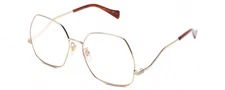 GUCCI GG0972S-003 Designer Reading Glasses Shiny Gold Brown Tortoise Havana Hexa