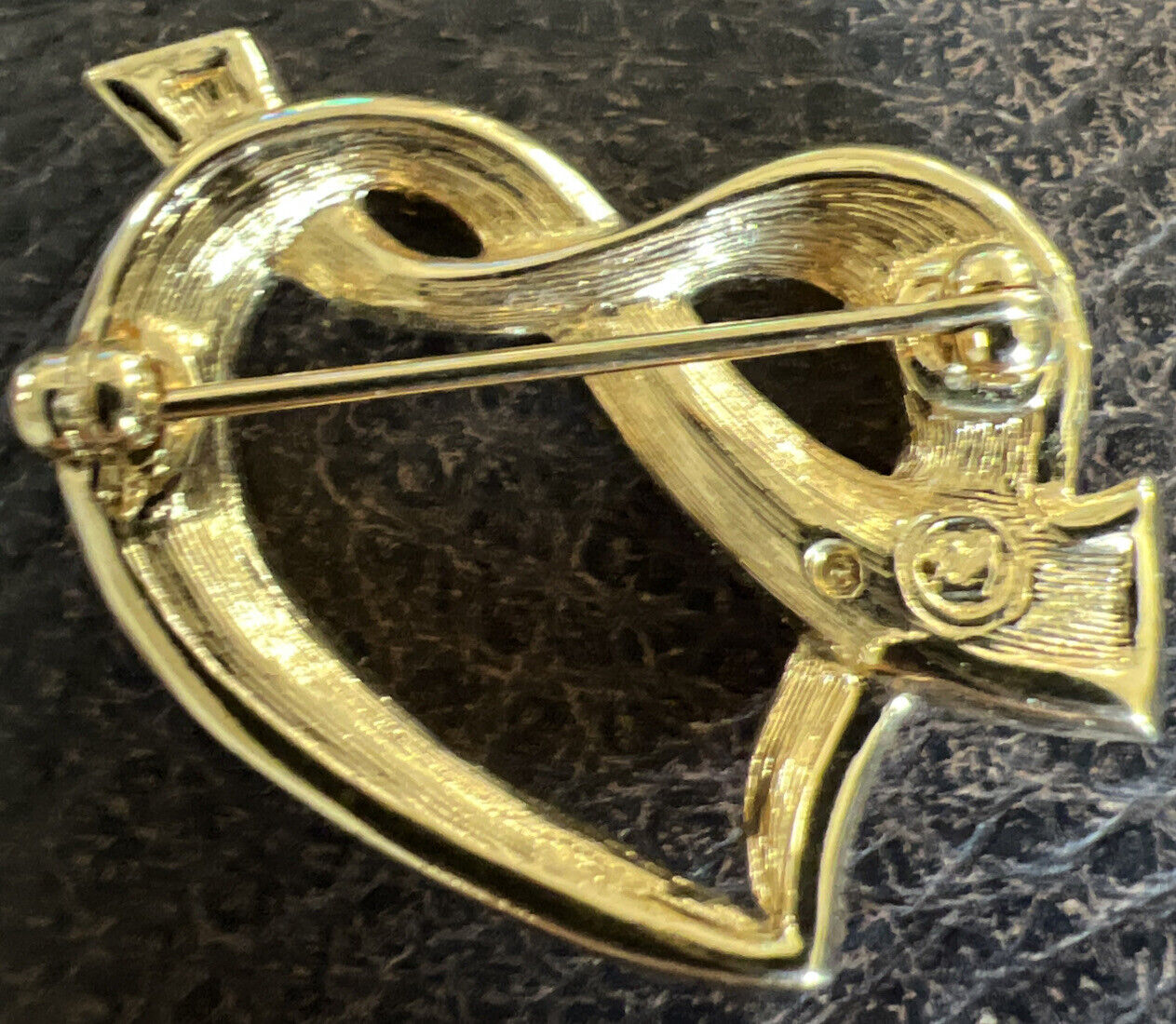 Swarovski Signed Heart Crystals Gold Tone Ribbon - image 2