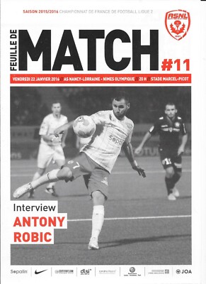 Spielbogen Nr. 11 ASNL Nancy - Nîmes Olympique (2015-2016) - Ligue 2