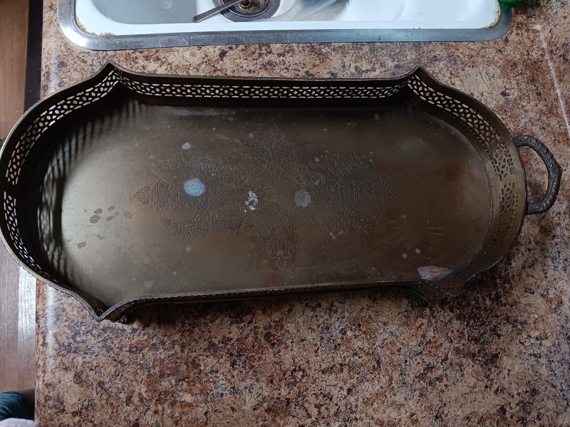 Castilian Imports Serving Tray with Handles and feet floral