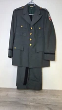 Vintage 194th Brigade USAMM Enlisted Uniform Green Wool Jacket 44R Trousers 37S