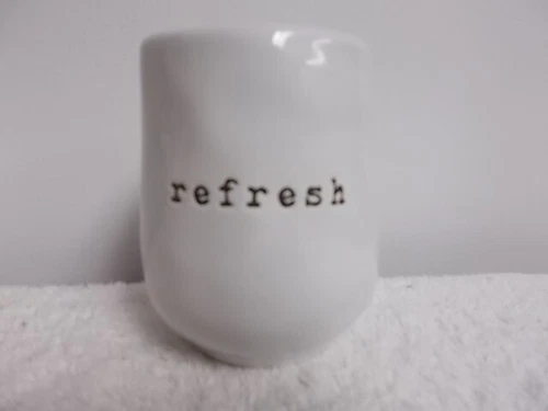 Pottery Barn PB Embossed Refresh White Porcelain Bathroom Tumbler Cup