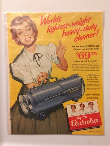 Lot of 2 Electrolux Vacuum \u0026 Hotpoint Refrigerator Freezer Mag Print Ads  1955 | eBay