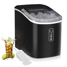 Simzlife Countertop Ice Maker, 26 lbs in 24 Hours, 9 Bullet-Shaped Ice Cubes