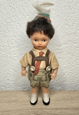 Nette Kunststoff Puppe Trachtenpuppe Doll 15 cm  Sammler Vintage 